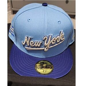 New Era 59FIFTY Fitted Cap Light‎ Blue New York Mets MLB Baseball Hat Size 7 1/2
